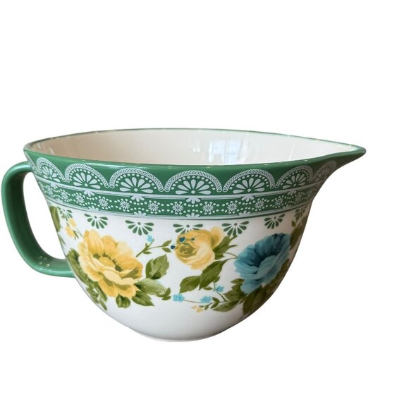 Pioneer Woman 2.8qt Stoneware Rose Shadow Batter Bowl Large Floral - Picture 1 of 6